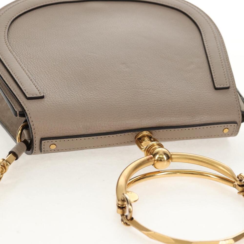 Chloe Nile Medium Bracelet Shoulder Bag Leather Beige Gold Auth 157808 - Picture 6 of 16